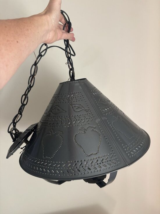 Irvins Country Tinware Other - Irvin's Tinware Apple Shade Light Fixture Electric Hanging Chain Primitive